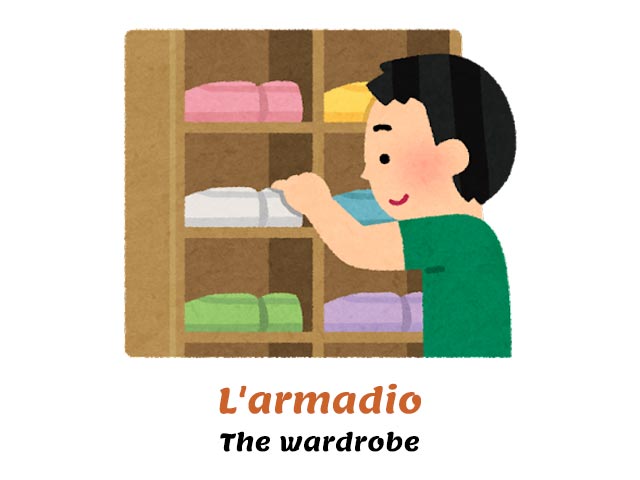 useful Italian words to use in the bedroom - man tidying up a wardrobe