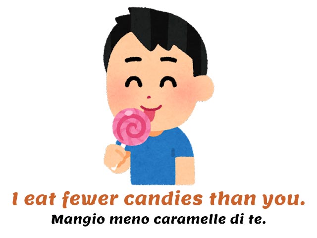 comparativo di minoranza in inglese - fewer candies