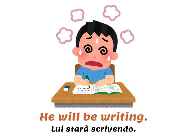 future continuous - he will be writing