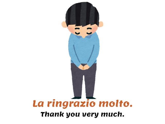 how do you say thank you in italian - la ringrazio molto - man bowing to show gratitude