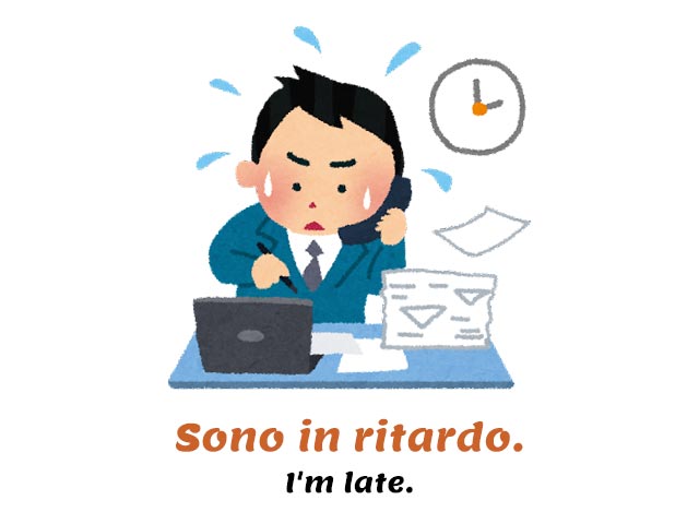 common italian phrases for time and dates - man who is working very fast because he is late