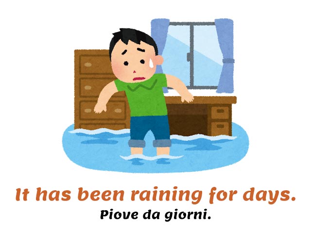 present perfect continuous - raining for days