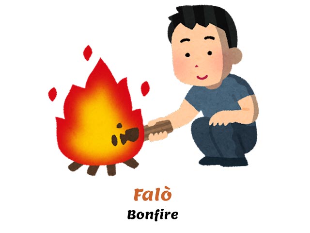 falò - man in front of a bonfire