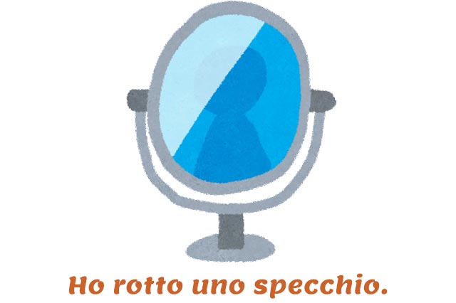 articoli indeterminativi - specchio con cornice argentata