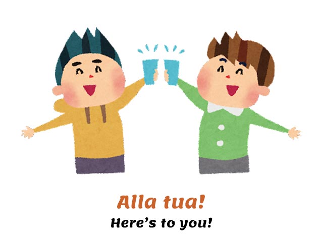 toasting in italian - two boys cheering with glasses