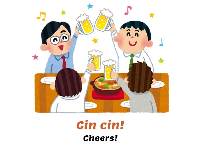 cin cin - people cheering with beers