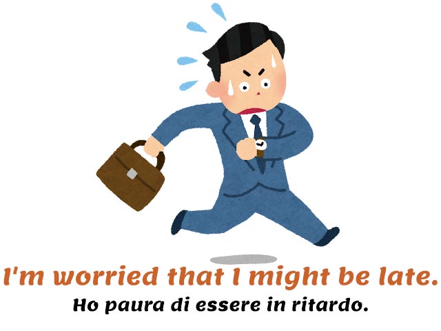 worried that i might be late - uomo che corre al lavoro - frasi con might in inglese