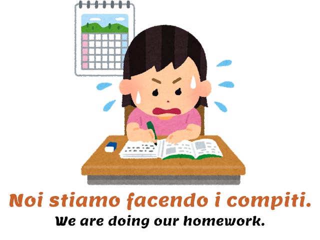 girl panicking while doing homework - how do you say what are you doing in italian