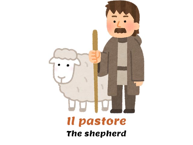 shepherd with a small sheep