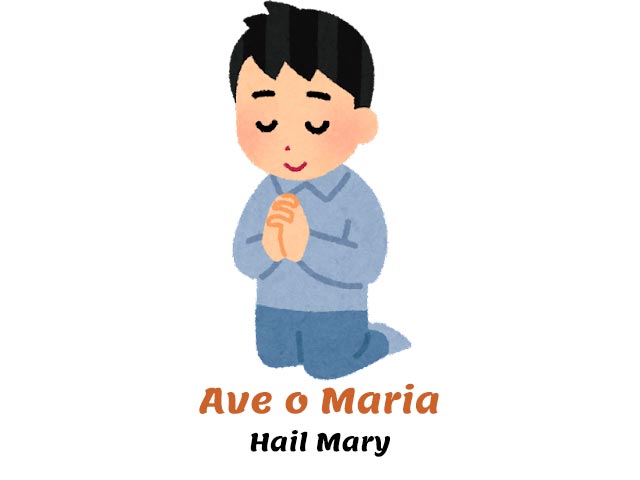 boy praying - hail mary prayer in italian with translation into english