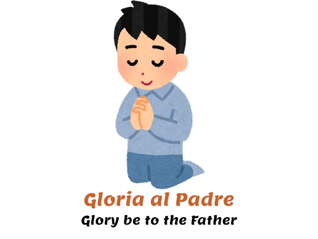 boy praying - glory be to the father prayer in italian with translation into english