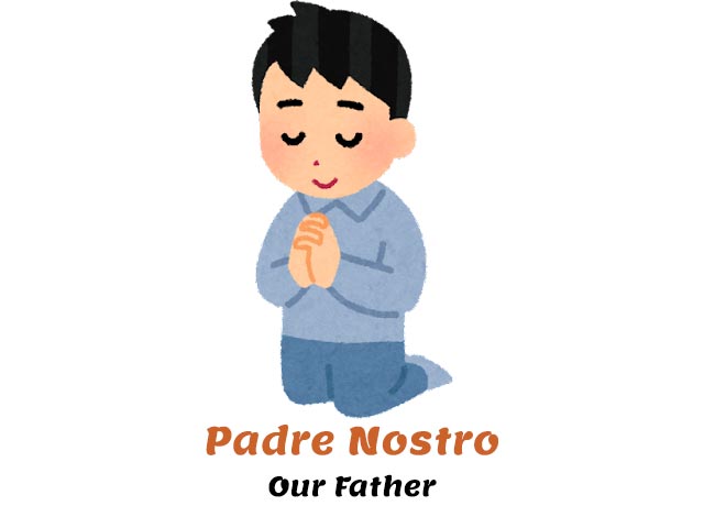 boy praying - padre nostro prayer in italian with source text and translation into english