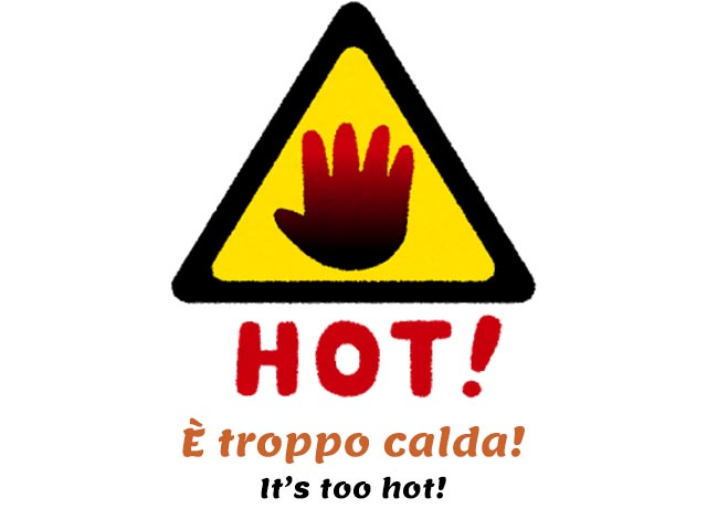 "HOT" warning sign showing a hand