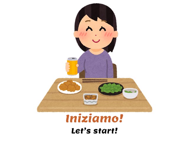 woman about to eat a meal - how do you use beve in italian and what does it mean